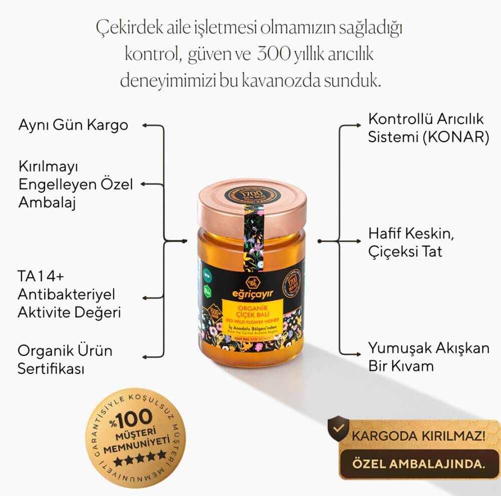 Çiçek Balı, Organik Sertifikalı, İç Anadolu Bölgesi TA14+