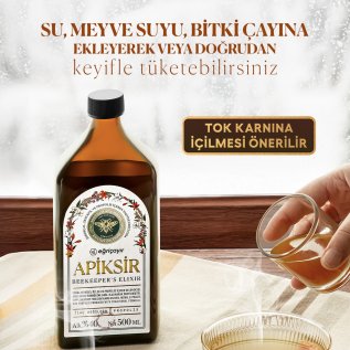 Eğriçayır Apiksir 6 Bileşenli Arıcı İksiri (Zerdeçal + Zencefil + Propolis + Bal + Tarçın + Karabiber) (Çözücü: Alkol + Su)