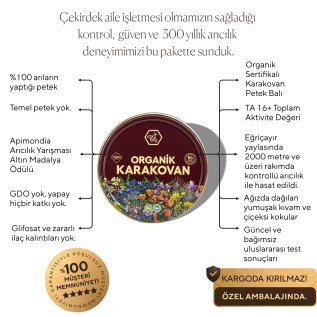 Eğriçayır Karakovan Petek Bal, Organik Sertifikalı TA16+