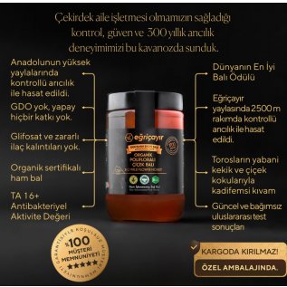 Eğriçayır Organik Polifloralı(Çok Çiçekli) Bal TA16+