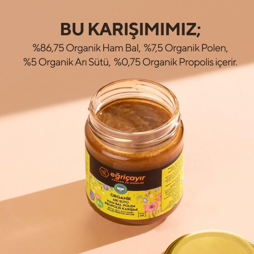 Organik Arı Sütü + Ham Bal + Polen + Propolis