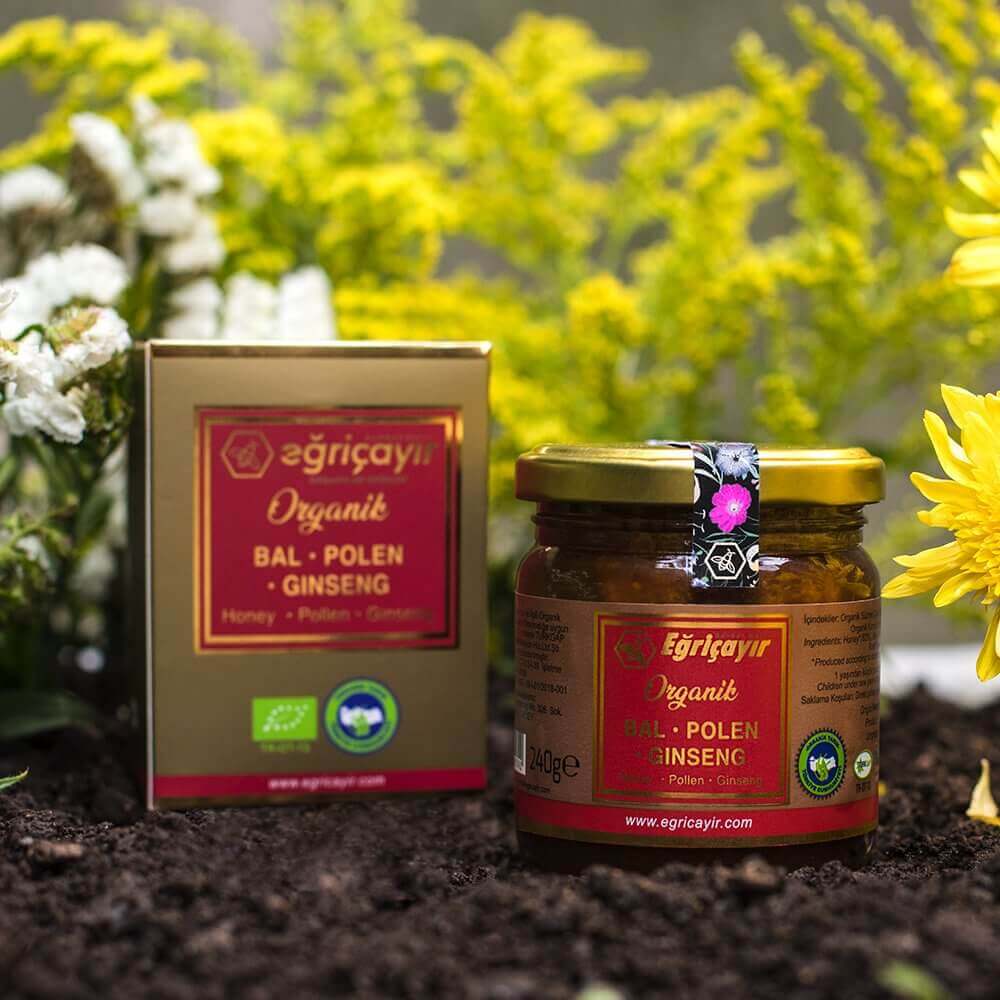Eğriçayır Organik Bal, Polen, Ginseng Karışımı